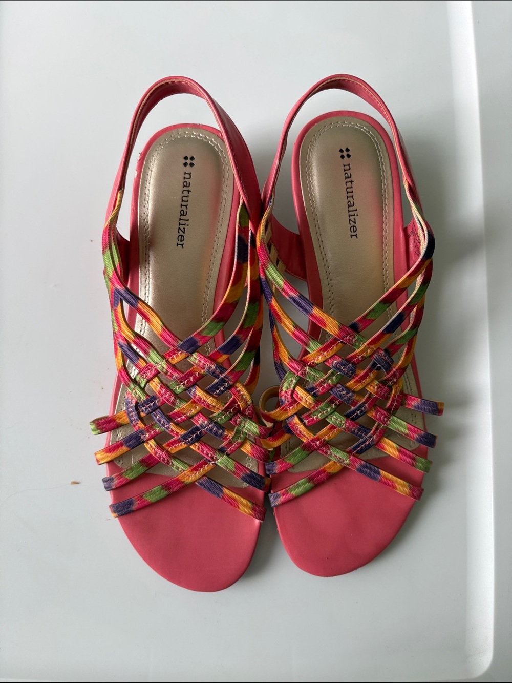 Naturalizer Coral Multicolor Woven Slingback Sandals